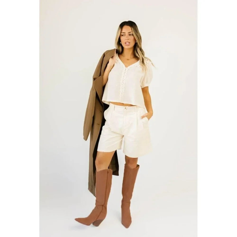 Womens Suede Lightbrown Side Zipper Knee High Pointed Toe Chunky Heel Tall Boots